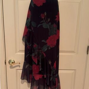 Floral Black and Red Women's Skirt
